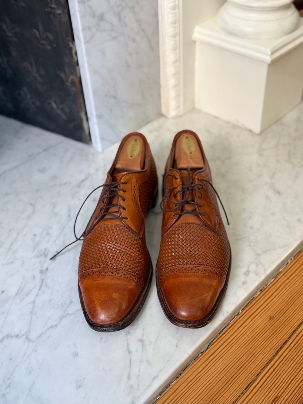 Allen Edmonds Tan Woven Cap-Toe Derby Shoes
